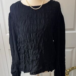 Philosophy Black Textured Long-Sleeve Blouse